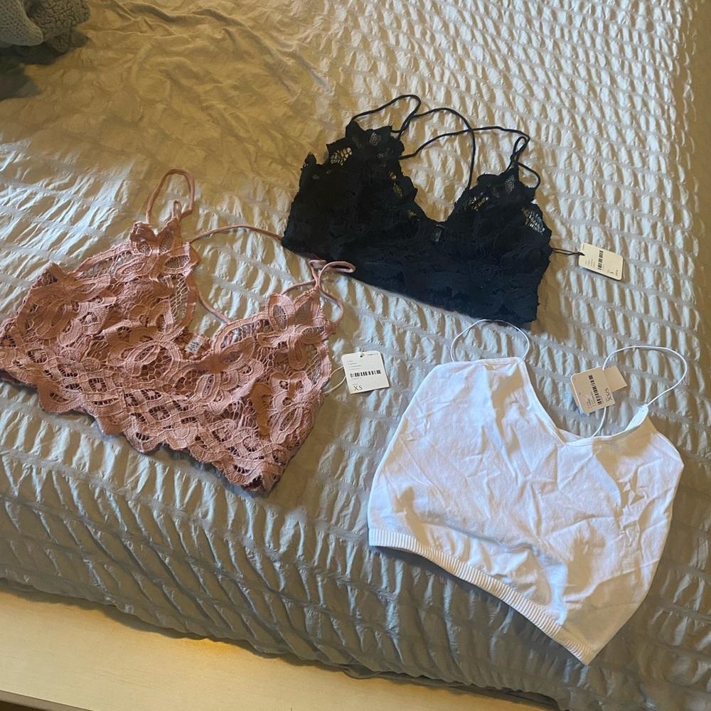 Brand new set of 3 Free People bralettes